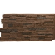 Ekena Millwork 48.625"W x 24.75"H x 1.25"D Cascade Stacked Stone, StoneWall Faux Stone Siding Panel, Canyon Brown