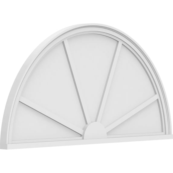 Ekena Millwork 48"W x 24"H x 2"P Half Round 4 Spoke Architectural Grade PVC Pediment
