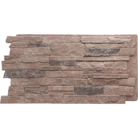 Ekena Millwork 49"W x 25 1/2"H x 1 1/4"D Acadia Ledge Stacked Stone, EverStone Faux Stone Siding Panel, Shasta