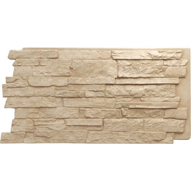 Ekena Millwork 49"W x 25 1/2"H x 1 1/4"D Acadia Ledge Stacked Stone, EverStone Faux Stone Siding Panel, Ocean Floor