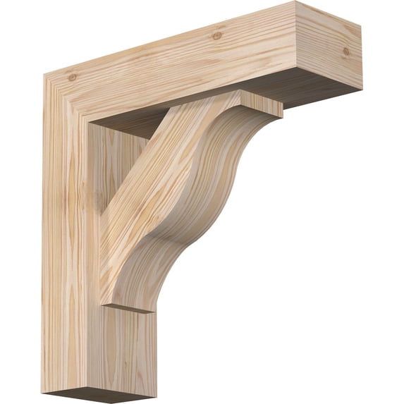 Ekena Millwork 5 1/2"W x 18"D x 18"H Funston Block Smooth Bracket w/ Offset Brace, Douglas Fir
