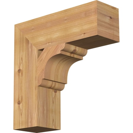 Ekena Millwork 5 1/2"W x 18"D x 18"H Olympic Block Smooth Bracket, Western Red Cedar