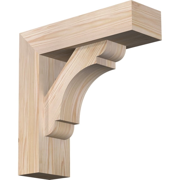 Ekena Millwork 5 1/2"W x 18"D x 18"H Olympic Block Smooth Bracket w/ Offset Brace, Douglas Fir