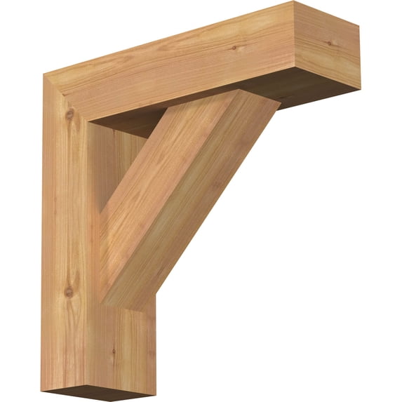 Ekena Millwork 5 1/2"W x 18"D x 18"H Traditional Block Smooth Bracket w/ Offset Brace, Western Red Cedar