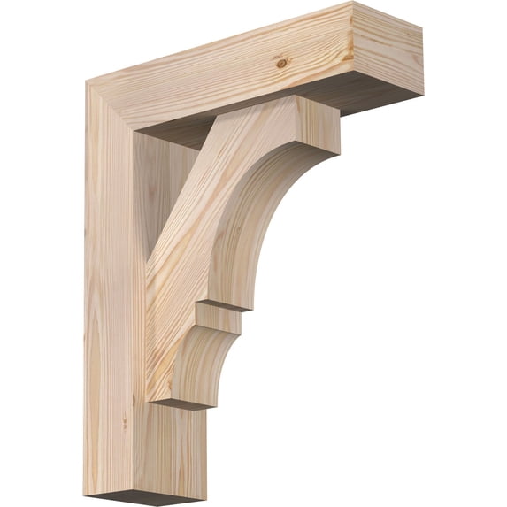 Ekena Millwork 5 1/2"W x 18"D x 22"H Balboa Block Smooth Bracket w/ Offset Brace, Douglas Fir