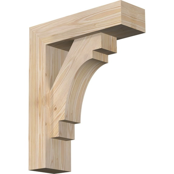 Ekena Millwork 5 1/2"W x 18"D x 22"H Merced Block Smooth Bracket w/ Offset Brace, Douglas Fir