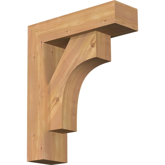 Ekena Millwork 5 1/2"W x 18"D x 22"H Westlake Block Smooth Bracket w/ Offset Brace, Western Red Cedar