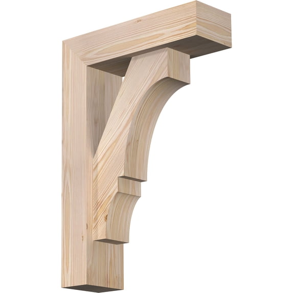Ekena Millwork 5 1/2"W x 18"D x 26"H Balboa Block Smooth Bracket w/ Offset Brace, Douglas Fir
