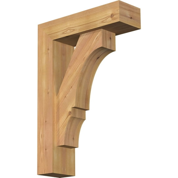Ekena Millwork 5 1/2"W x 18"D x 26"H Balboa Block Smooth Bracket w/ Offset Brace, Western Red Cedar