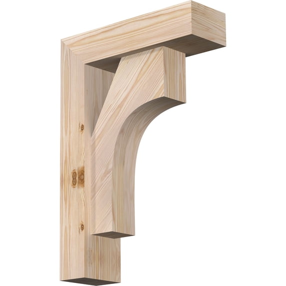 Ekena Millwork 5 1/2"W x 18"D x 26"H Westlake Block Smooth Bracket w/ Offset Brace, Douglas Fir