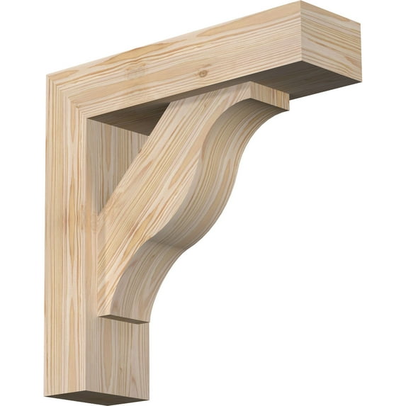 Ekena Millwork 5 1/2"W x 20"D x 20"H Funston Block Smooth Bracket w/ Offset Brace, Douglas Fir