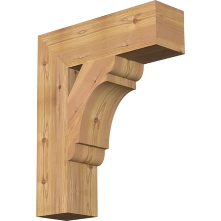 Ekena Millwork 5 1/2"W x 20"D x 24"H Olympic Block Smooth Bracket, Western Red Cedar