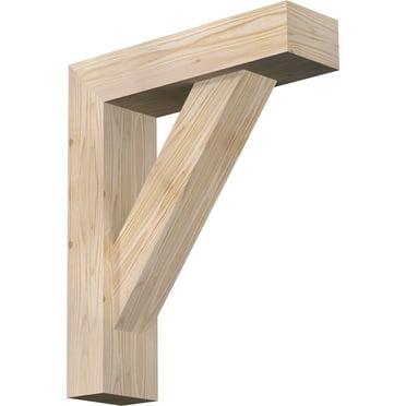 Ekena Millwork 5 1/2"W x 20"D x 24"H Traditional Block Smooth Bracket w/ Offset Brace, Douglas Fir