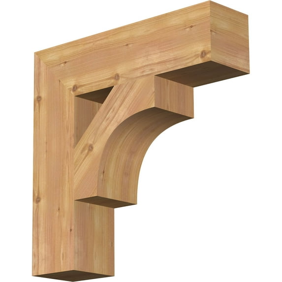 Ekena Millwork 5 1/2"W x 22"D x 22"H Westlake Block Smooth Bracket, Western Red Cedar