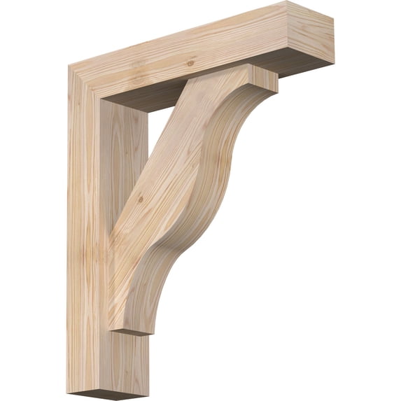 Ekena Millwork 5 1/2"W x 22"D x 26"H Funston Block Smooth Bracket w/ Offset Brace, Douglas Fir
