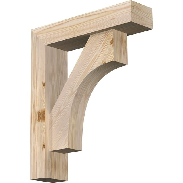 Ekena Millwork 5 1/2"W x 22"D x 26"H Westlake Block Smooth Bracket w/ Offset Brace, Douglas Fir