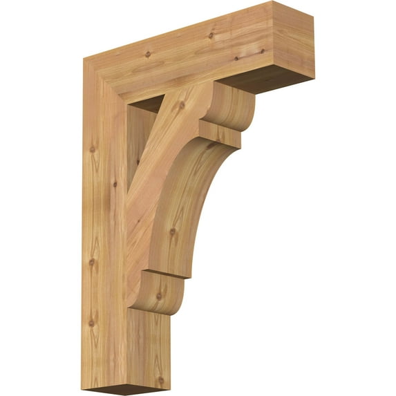 Ekena Millwork 5 1/2"W x 22"D x 30"H Olympic Block Smooth Bracket, Western Red Cedar