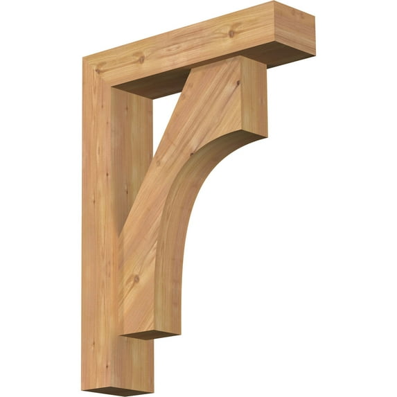 Ekena Millwork 5 1/2"W x 22"D x 30"H Westlake Block Smooth Bracket w/ Offset Brace, Western Red Cedar