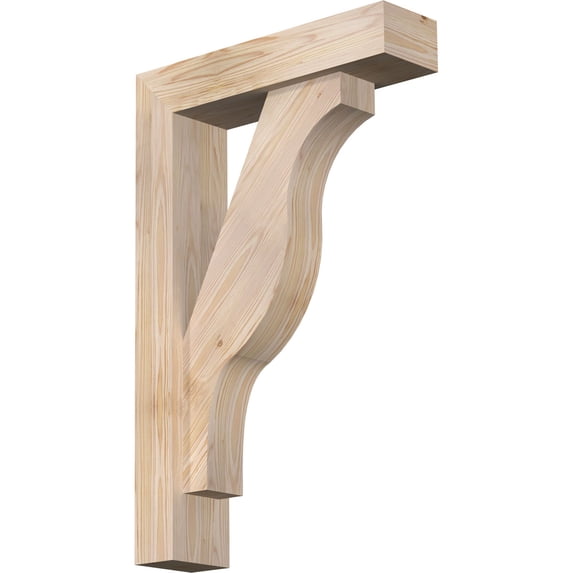 Ekena Millwork 5 1/2"W x 22"D x 34"H Funston Block Smooth Bracket w/ Offset Brace, Douglas Fir