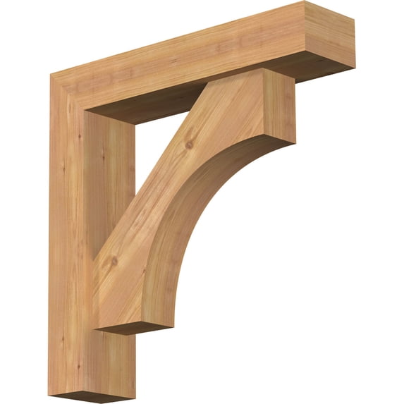 Ekena Millwork 5 1/2"W x 24"D x 24"H Westlake Block Smooth Bracket w/ Offset Brace, Western Red Cedar