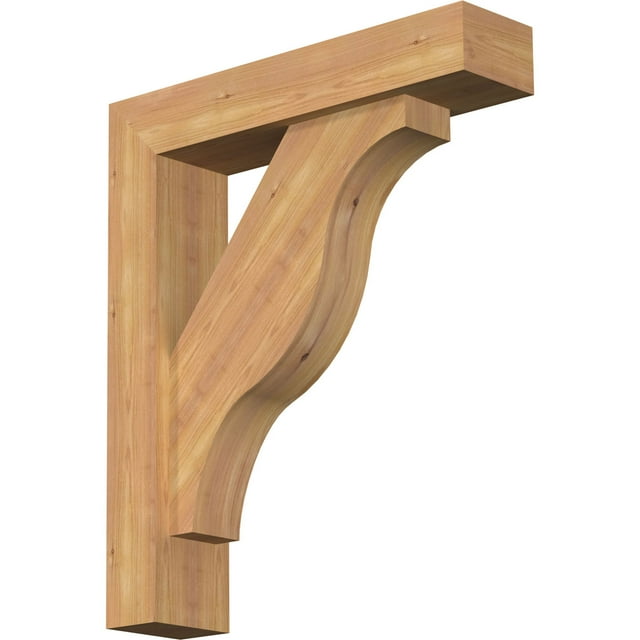 Ekena Millwork 5 1/2"W x 24"D x 28"H Funston Block Smooth Bracket w/ Offset Brace, Western Red Cedar