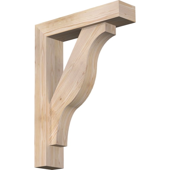 Ekena Millwork 5 1/2"W x 24"D x 32"H Funston Block Smooth Bracket w/ Offset Brace, Douglas Fir