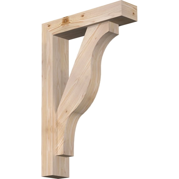 Ekena Millwork 5 1/2"W x 24"D x 36"H Funston Block Smooth Bracket w/ Offset Brace, Douglas Fir