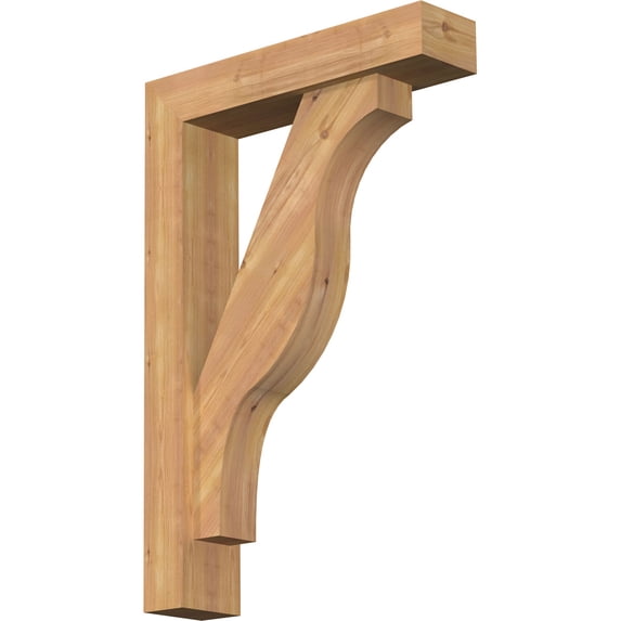 Ekena Millwork 5 1/2"W x 24"D x 36"H Funston Block Smooth Bracket w/ Offset Brace, Western Red Cedar