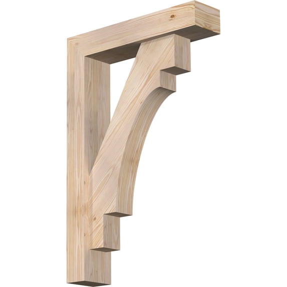 Ekena Millwork 5 1/2"W x 24"D x 36"H Merced Block Smooth Bracket w/ Offset Brace, Douglas Fir