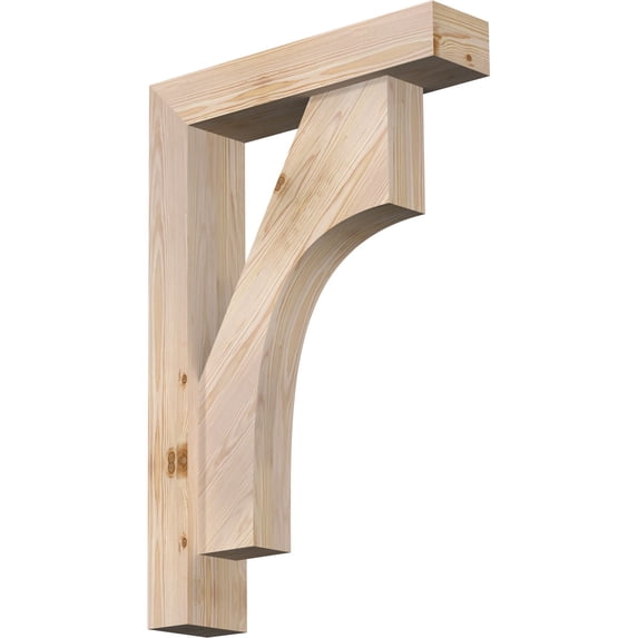Ekena Millwork 5 1/2"W x 24"D x 36"H Westlake Block Smooth Bracket w/ Offset Brace, Douglas Fir