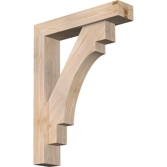 Ekena Millwork 5 1/2"W x 26"D x 34"H Merced Block Smooth Bracket w/ Offset Brace, Douglas Fir