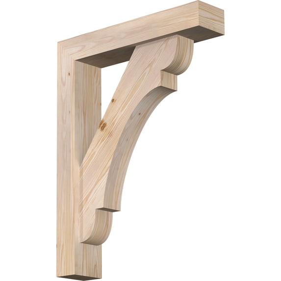 Ekena Millwork 5 1/2"W x 26"D x 34"H Olympic Block Smooth Bracket w/ Offset Brace, Douglas Fir