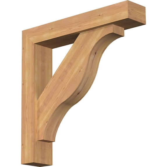 Ekena Millwork 5 1/2"W x 28"D x 28"H Funston Block Smooth Bracket w/ Offset Brace, Western Red Cedar