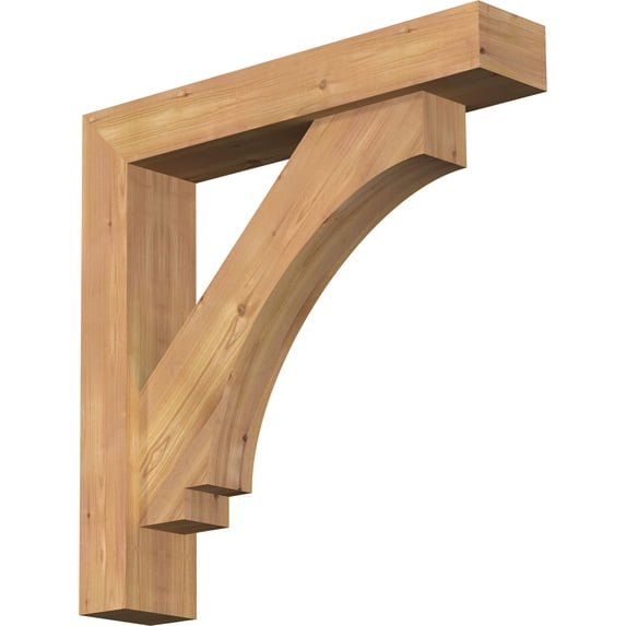 Ekena Millwork 5 1/2"W x 28"D x 28"H Imperial Block Smooth Bracket w/ Offset Brace, Western Red Cedar