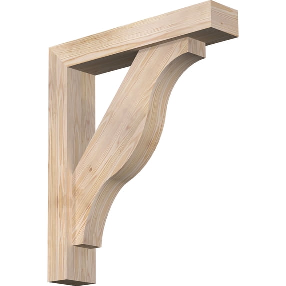 Ekena Millwork 5 1/2"W x 28"D x 32"H Funston Block Smooth Bracket w/ Offset Brace, Douglas Fir