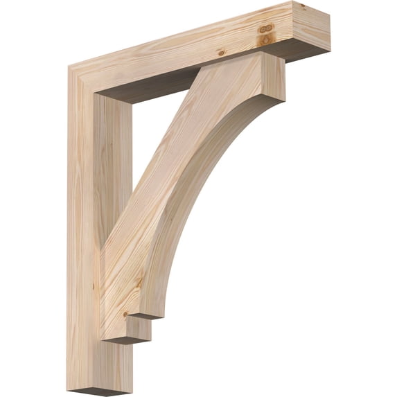 Ekena Millwork 5 1/2"W x 28"D x 32"H Imperial Block Smooth Bracket w/ Offset Brace, Douglas Fir