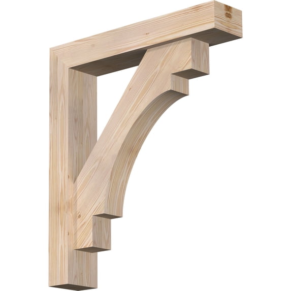 Ekena Millwork 5 1/2"W x 28"D x 32"H Merced Block Smooth Bracket w/ Offset Brace, Douglas Fir