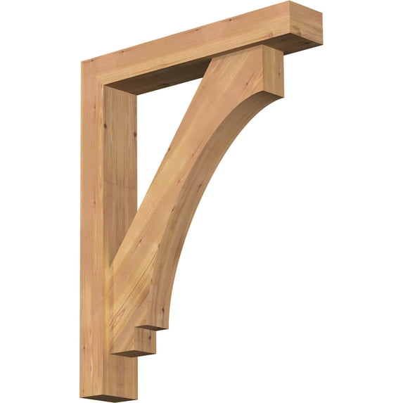 Ekena Millwork 5 1/2"W x 30"D x 38"H Imperial Block Smooth Bracket w/ Offset Brace, Western Red Cedar