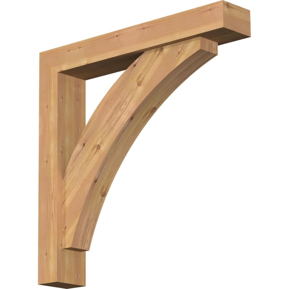 Ekena Millwork 5 1/2"W x 32"D x 32"H Thorton Block Smooth Bracket w/ Offset Brace, Western Red Cedar