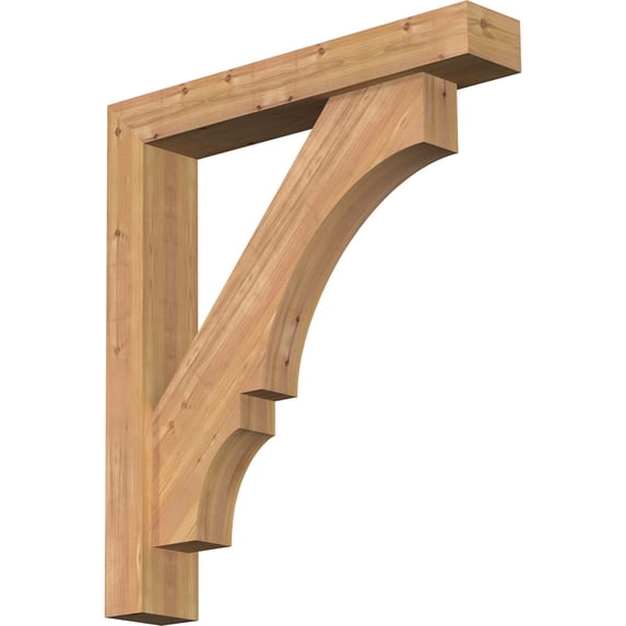 Ekena Millwork 5 1/2"W x 32"D x 36"H Balboa Block Smooth Bracket w/ Offset Brace, Western Red Cedar