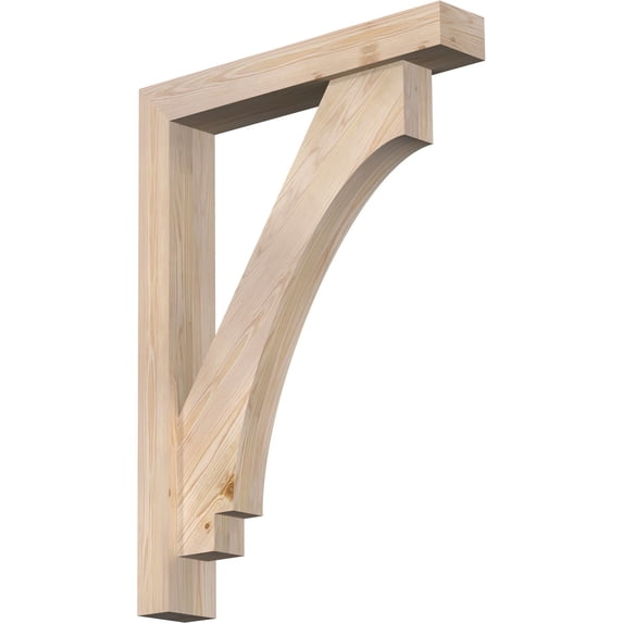 Ekena Millwork 5 1/2"W x 32"D x 44"H Imperial Block Smooth Bracket w/ Offset Brace, Douglas Fir