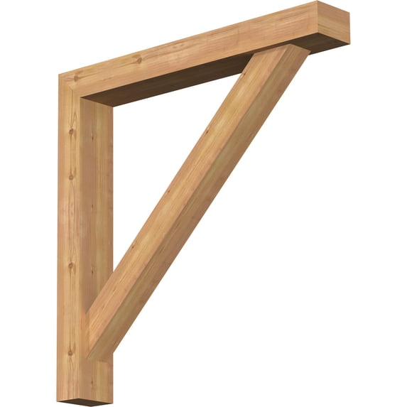 Ekena Millwork 5 1/2"W x 38"D x 38"H Traditional Block Smooth Bracket w/ Offset Brace, Western Red Cedar