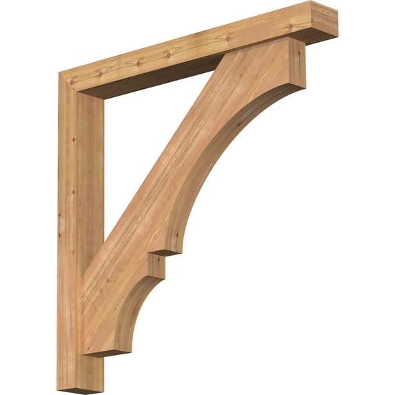 Ekena Millwork 5 1/2"W x 44"D x 44"H Balboa Block Smooth Bracket w/ Offset Brace, Western Red Cedar