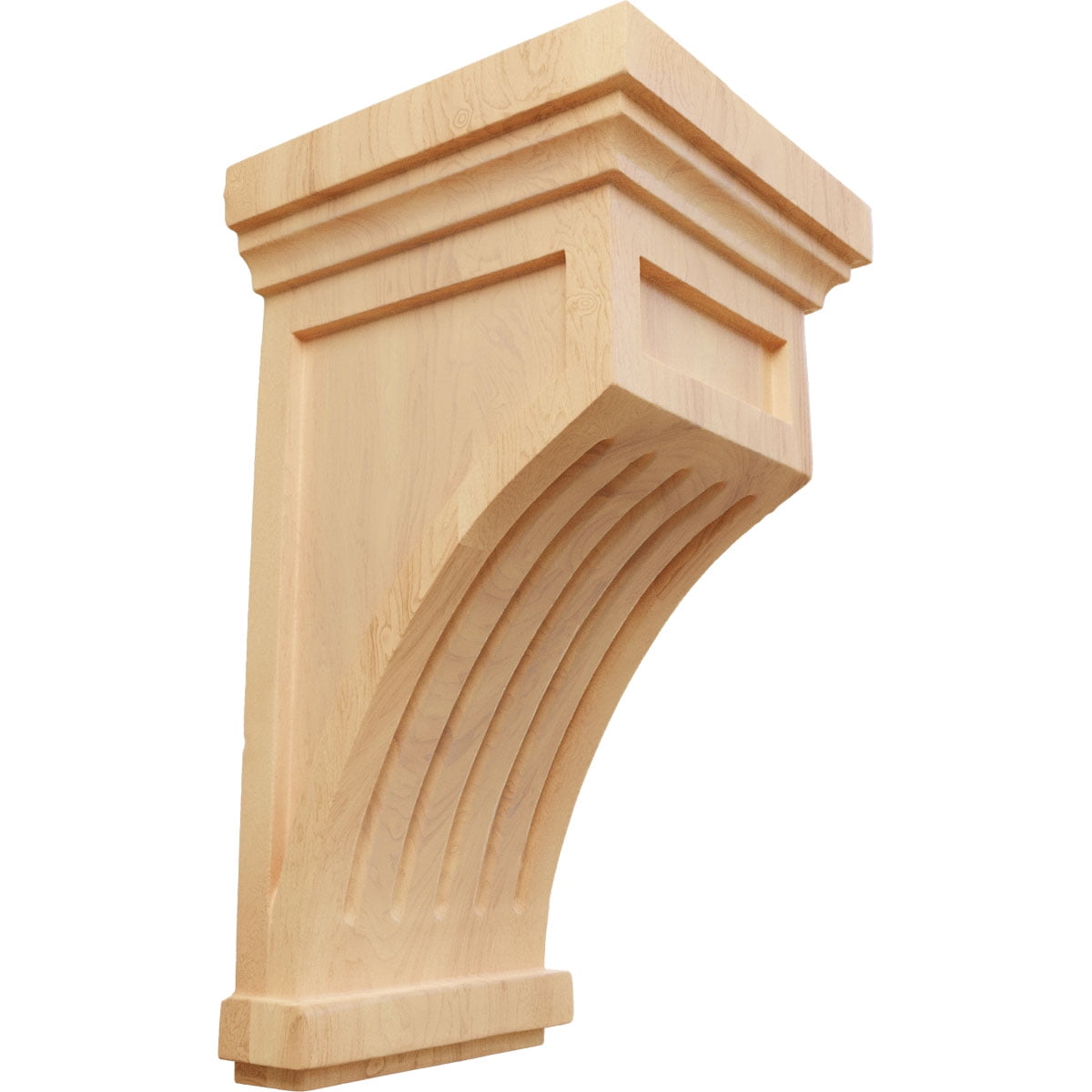 10" Fluted Red Oak Wood Corbel