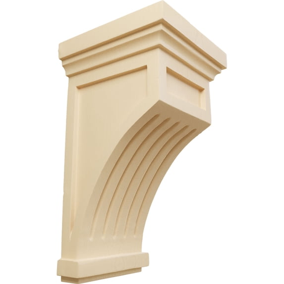 Ekena Millwork 5 1/2"W x 5 1/2"D x 10"H Fluted Mission Corbel, Maple