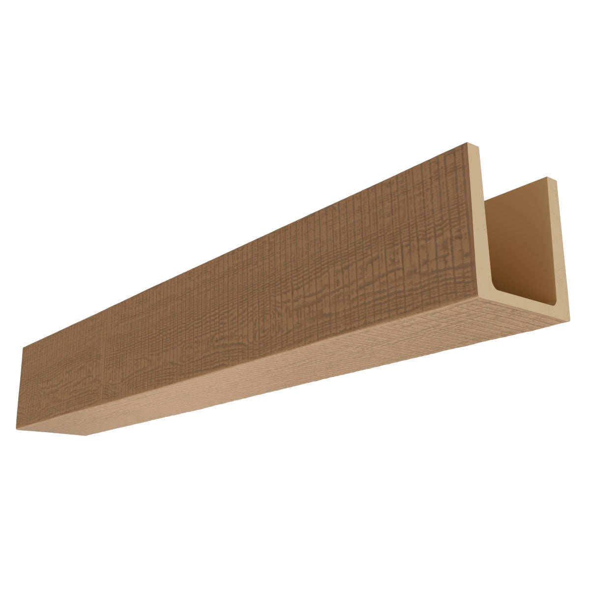 Ekena Millwork 5 1/2"W x 5 1/2"H x 192"L 3-Sided (U-Beam) Resawn Rip HeritageTimber Faux Wood Ceiling Beam, Natural White Oak
