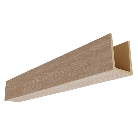 Ekena Millwork 5 1/2"W x 7 1/2"H x 288"L 3-Sided (U-Beam) Mena HeritageTimber Faux Wood Ceiling Beam, Vanilla Chai