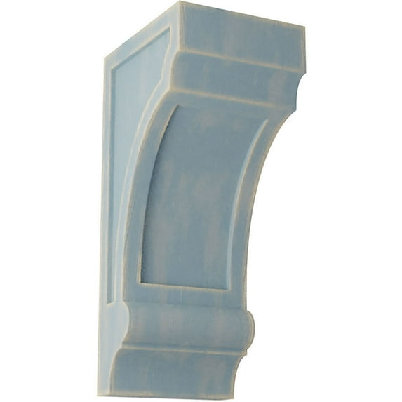 Ekena Millwork 5 1/2"W x 7"D x 14"H Diane Recessed Wood Vintage Decor Corbel, Driftwood Blue