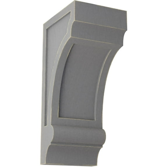 Ekena Millwork 5 1/2"W x 7"D x 14"H Diane Recessed Wood Vintage Decor Corbel, Pebble Grey