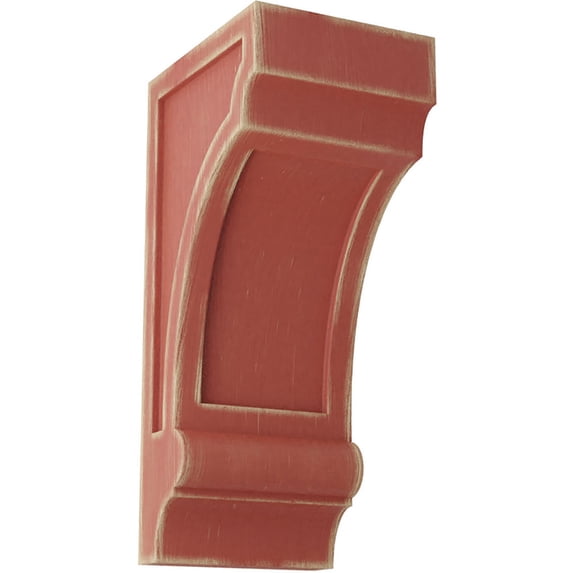 Ekena Millwork 5 1/2"W x 7"D x 14"H Diane Recessed Wood Vintage Decor Corbel, Salvage Red
